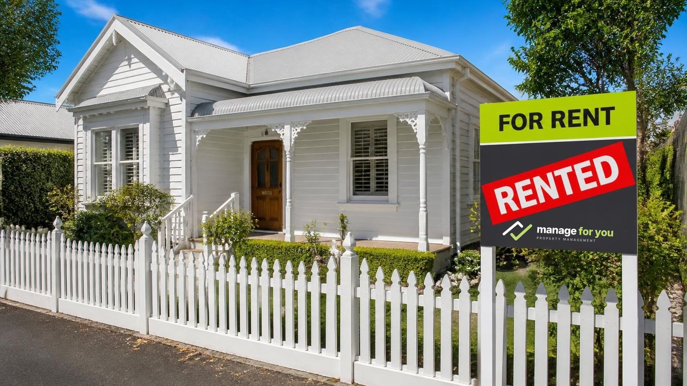 Auckland villa with a Manage For You rental sign marked Rented